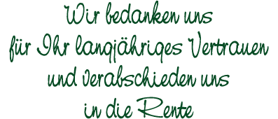 Wir bedanken uns für Ihr Vertrauen
